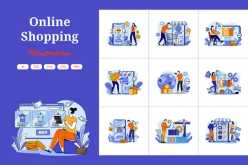 Shopping en ligne Illustration Pack