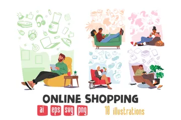 Shopping en ligne Illustration Pack