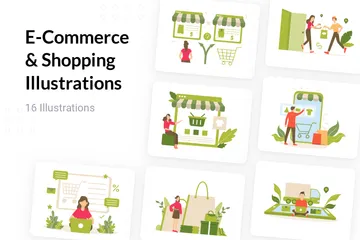 Commercio elettronico e acquisti Illustration Pack