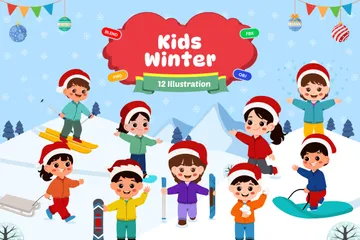 Actividad de invierno para niños Paquete de Ilustraciones