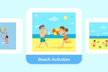 Actividades en la playa Paquete de Ilustraciones