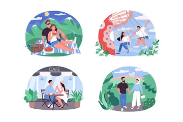 Activité de jour pour les couples Pack d'Illustrations