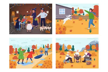 Activité des vacances d'automne Pack d'Illustrations