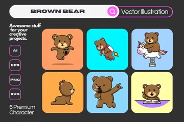 Activités avec l'ours brun Pack d'Illustrations