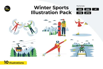 Activités de sports d'hiver Pack d'Illustrations