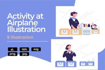 Activity At Airplane Illustration Pack