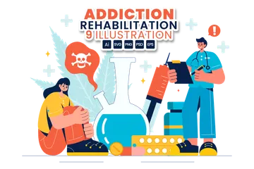 Addiction Rehabilitation Illustration Pack