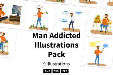 Hombre adicto Paquete de Ilustraciones