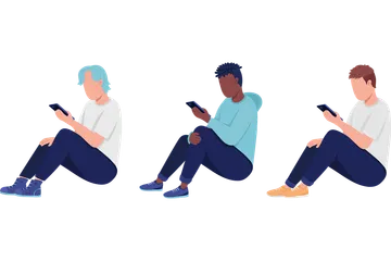 Adolescents accros aux téléphones Pack d'Illustrations