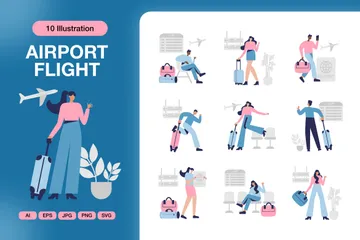 Vol à l'aéroport Illustration Pack