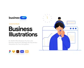 Businex Coloré Pack d'Illustrations