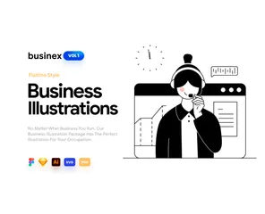 Ligne plate Businex Pack d'Illustrations