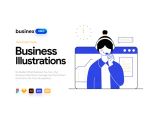 Businex Deux Couleurs Pack d'Illustrations