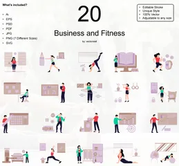 Affaires et remise en forme Pack d'Illustrations