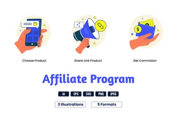 Affiliate-Marketing-Prozess Illustrationspack