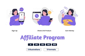 Affiliate-Marketing-Prozess Illustrationspack