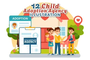 Agence d'adoption d'enfants Pack d'Illustrations