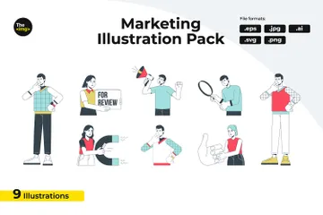 Agence de marketing Pack d'Illustrations