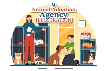 Agencia de adopción de animales Illustration Pack