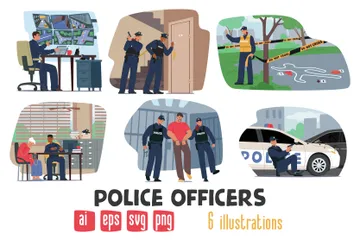 Oficiales de policía Paquete de Ilustraciones