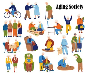 Aging Society Illustration Pack