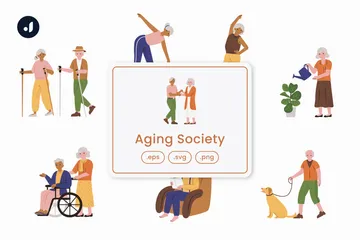 Aging Society Illustration Pack
