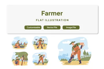 Fermier dans le jardin Pack d'Illustrations