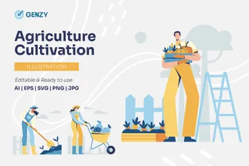 Agricultura Cultivo Pacote de Ilustrações