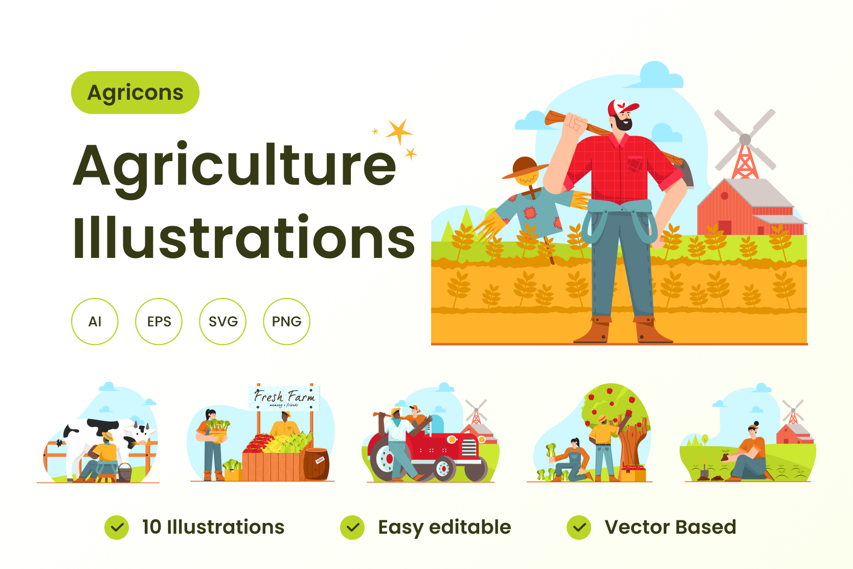 Agriculture Illustration Pack 10 Agriculture Illustrations SVG, PNG