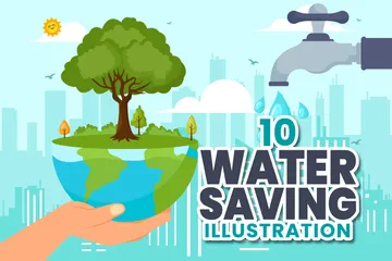 El ahorro de agua Paquete de Ilustraciones