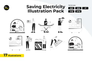 Ahorro de energía en casa Paquete de Ilustraciones