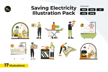 Ahorro de energía en casa Paquete de Ilustraciones