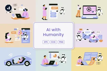 IA con la humanidad Paquete de Ilustraciones