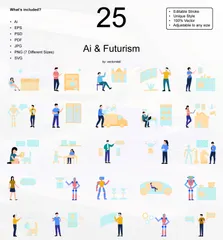 IA y futurismo Paquete de Ilustraciones