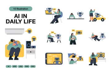 AI In Daily Life Illustration Pack