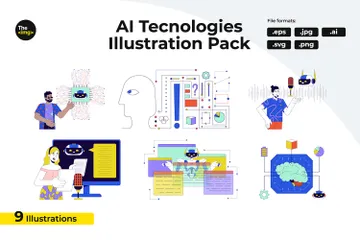 Technologies d'IA Pack d'Illustrations