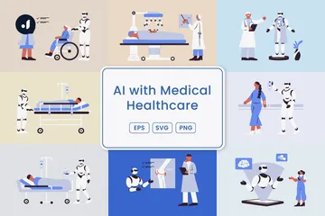 AI With Medical Healthcare Illustration Pack