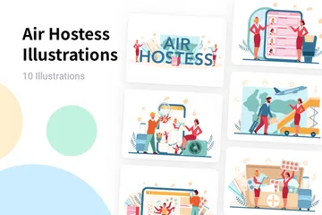 Air Hostess Illustration Pack