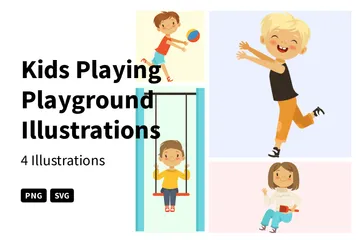 Enfants jouant à l'aire de jeux Pack d'Illustrations