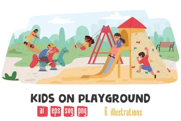 Enfants sur aire de jeux Pack d'Illustrations