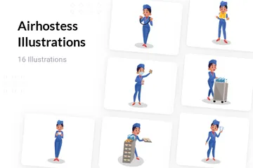 Airhostess Illustration Pack