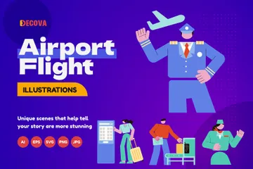 Airport Flight Illustration Pack