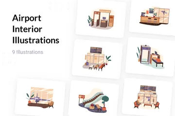 Airport Interior Illustration Pack