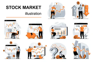 Aktienmarkt Illustrationspack