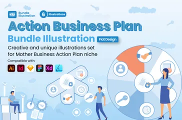 Aktions-Geschäftsplan Illustrationspack
