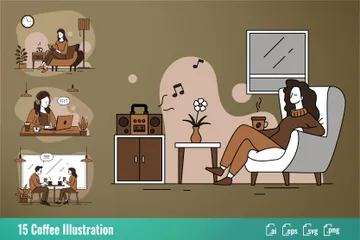 Aktivitäten Kaffeeliebhaber Illustrationspack