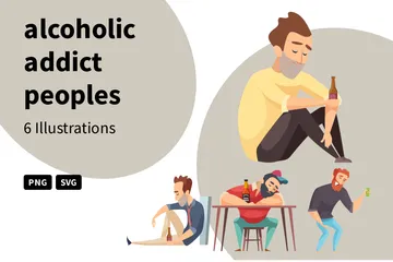Alcoholic Addict Peoples Illustration Pack