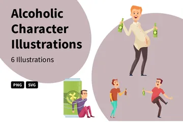 Alcoholic Character Illustration Pack
