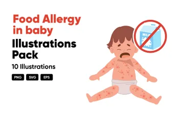 Alergia alimentar em bebê Pacote de Ilustrações