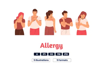 Alergia na pele Pacote de Ilustrações